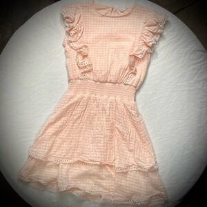 Sage The Label Pink Tiered Ruffle Mini Dress Sz Medium‎ Coquette Kawaii Romantic